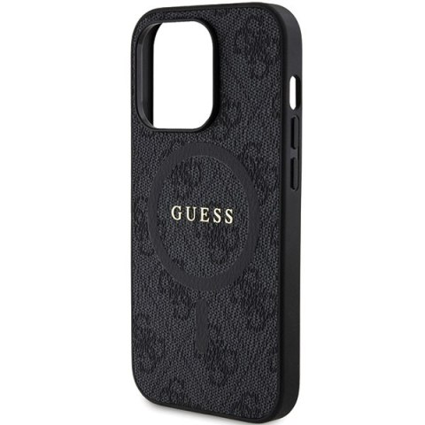 Etui na telefon iPhone 14 Pro Guess 4G MagSafe skórzane czarne