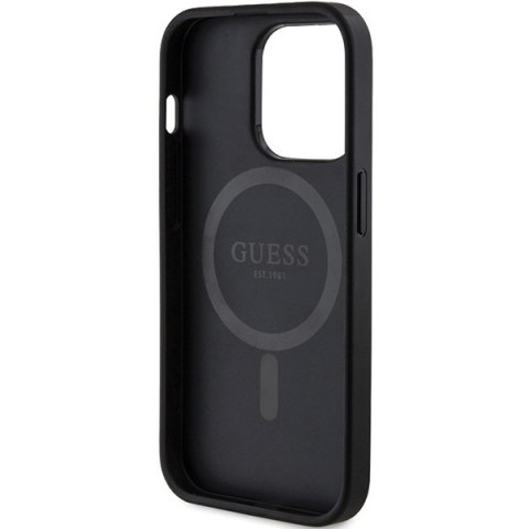 Etui na telefon iPhone 14 Pro Guess 4G MagSafe skórzane czarne