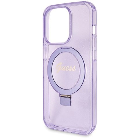 Etui na telefon iPhone 14 Pro Guess Ring Stand MagSafe fioletowe