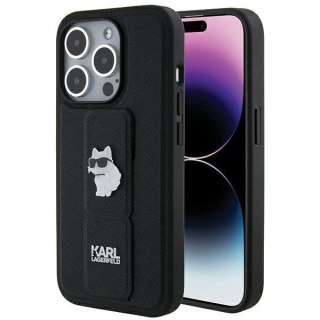 Etui na telefon iPhone 14 Pro Karl Lagerfeld czarne Saffiano Choupette