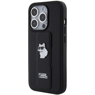 Etui na telefon iPhone 14 Pro Karl Lagerfeld czarne Saffiano Choupette