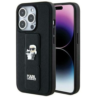 Etui na telefon iPhone 14 Pro Karl Lagerfeld czarne Saffiano Pins