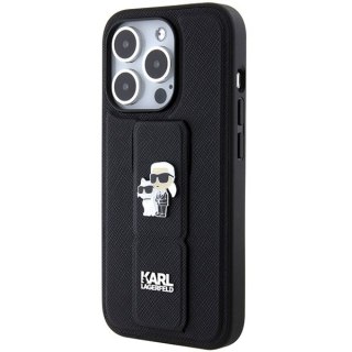 Etui na telefon iPhone 14 Pro Karl Lagerfeld czarne Saffiano Pins