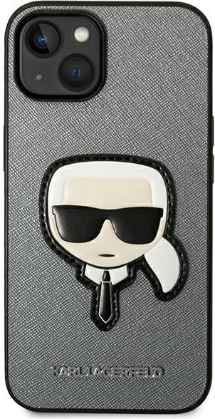 Etui na telefon iPhone 14 Plus / 15 Plus Karl Lagerfeld Saffiano srebrne