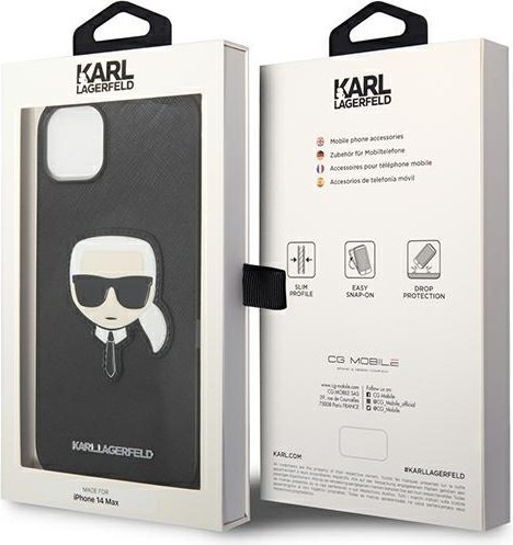 Etui na telefon iPhone 14 Plus / 15 Plus Karl Lagerfeld Saffiano czarne