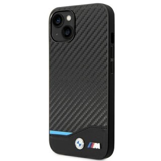 Etui na telefon iPhone 14 Plus/15 Plus BMW czarne Leather Carbon