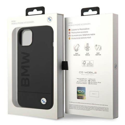 Etui na telefon iPhone 14 Plus / 15 Plus BMW czarne MagSafe silikonowe