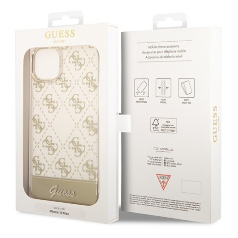 Etui na telefon iPhone 14 Plus / 15 Plus Guess złote hardcase 4G