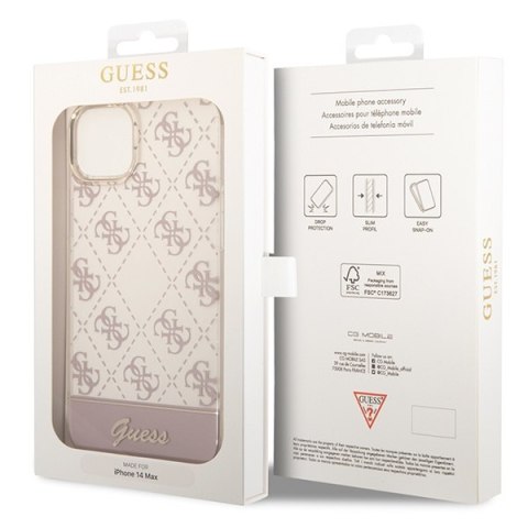 Etui na telefon iPhone 14 Plus / 15 Plus Guess różowe hardcase 4G Pattern