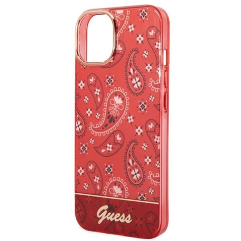 Etui na telefon iPhone 14 Plus/15 Plus Guess czerwone hardcase Bandana