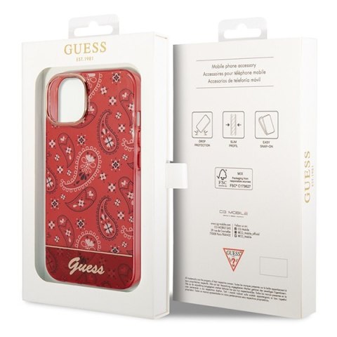 Etui na telefon iPhone 14 Plus/15 Plus Guess czerwone hardcase Bandana