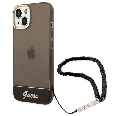 Etui na telefon iPhone 14 Plus/15 Plus Guess czarne hardcase z paskiem