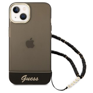 Etui na telefon iPhone 14 Plus/15 Plus Guess czarne hardcase z paskiem