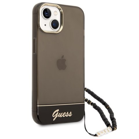 Etui na telefon iPhone 14 Plus/15 Plus Guess czarne hardcase z paskiem