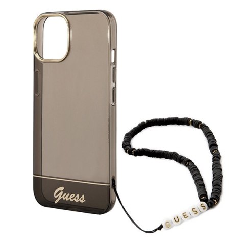 Etui na telefon iPhone 14 Plus/15 Plus Guess czarne hardcase z paskiem