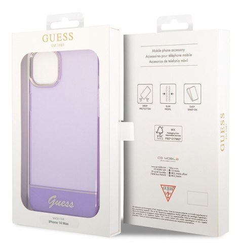 Etui na telefon iPhone 14 Plus/15 Plus Guess fioletowe hardcase Translucent