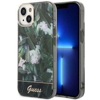 Etui na telefon iPhone 14 Plus / 15 Plus Guess Jungle Collection zielone