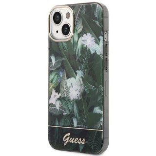 Etui na telefon iPhone 14 Plus / 15 Plus Guess Jungle Collection zielone