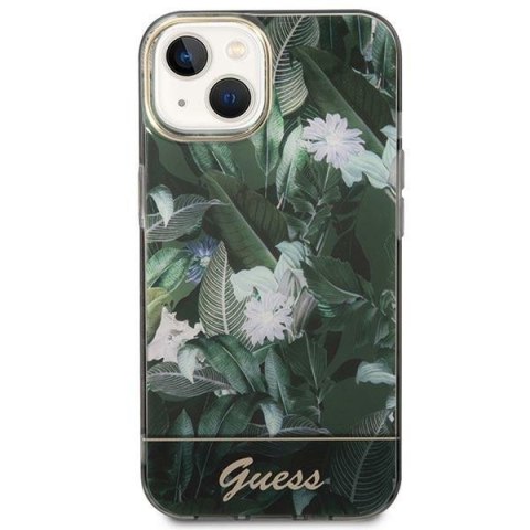 Etui na telefon iPhone 14 Plus / 15 Plus Guess Jungle Collection zielone