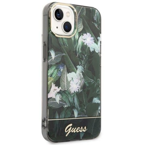 Etui na telefon iPhone 14 Plus / 15 Plus Guess Jungle Collection zielone