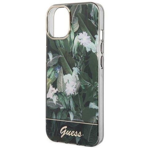 Etui na telefon iPhone 14 Plus / 15 Plus Guess Jungle Collection zielone