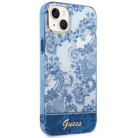 Etui na telefon iPhone 14 Plus / 15 Plus Guess niebieskie hardcase