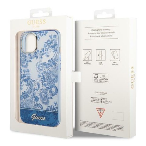 Etui na telefon iPhone 14 Plus / 15 Plus Guess niebieskie hardcase