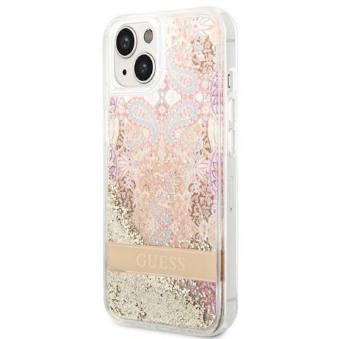 Etui na telefon iPhone 14 Plus / 15 Plus Guess złote hardcase Paisley