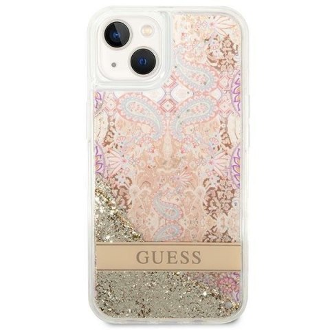 Etui na telefon iPhone 14 Plus / 15 Plus Guess złote hardcase Paisley