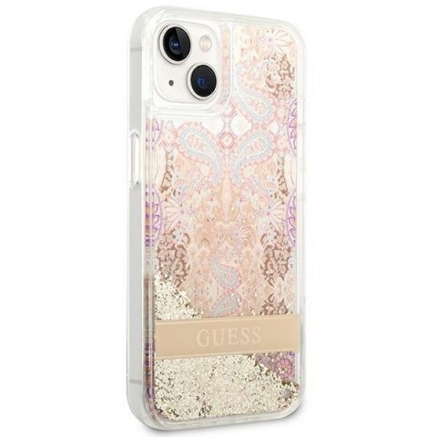 Etui na telefon iPhone 14 Plus / 15 Plus Guess złote hardcase Paisley