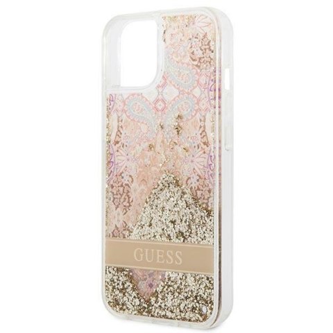 Etui na telefon iPhone 14 Plus / 15 Plus Guess złote hardcase Paisley