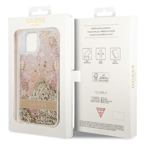 Etui na telefon iPhone 14 Plus / 15 Plus Guess złote hardcase Paisley