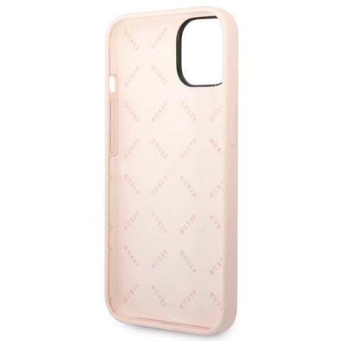 Etui na telefon iPhone 14 Plus / 15 Plus Guess różowe silikonowe hardcase