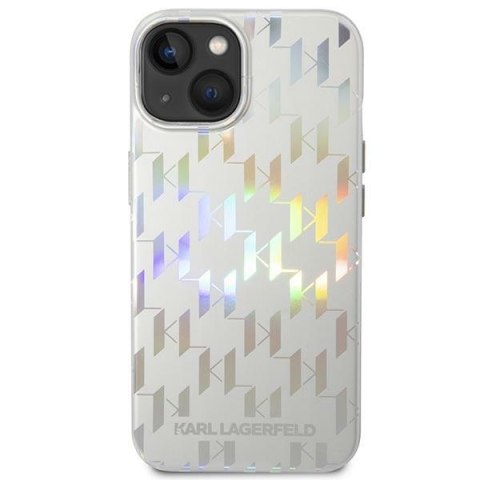 Etui na telefon iPhone 14 Plus / 15 Plus Karl Lagerfeld srebrne Monogram