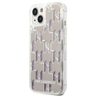 Etui na telefon iPhone 14 Plus / 15 Plus Karl Lagerfeld srebrne Glitter