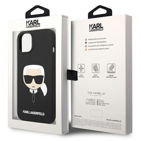 Etui iPhone 14 Plus / 15 Plus Karl Lagerfeld czarne Silicone Karl`s Head