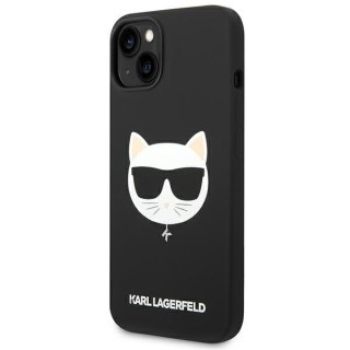 Etui iPhone 14 Plus / 15 Plus Karl Lagerfeld czarne hardcase Silicone Choupette Head MagSafe