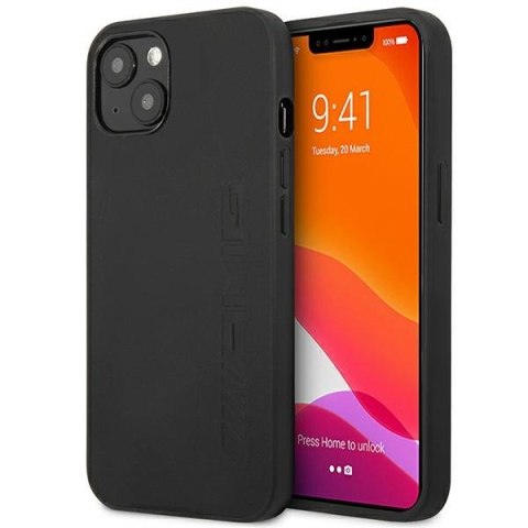 Etui na telefon iPhone 14 Plus/15 Plus Mercedes AMG czarny skórzany