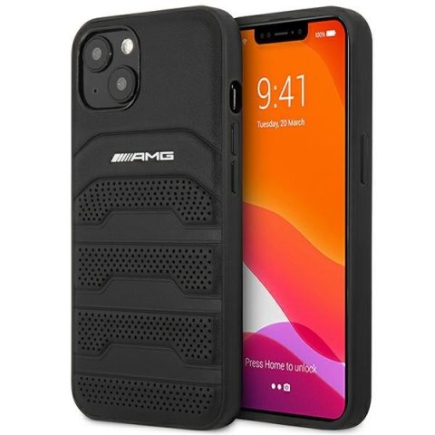 Etui na telefon iPhone 14 Plus / 15 Plus Mercedes AMG czarny skórzany