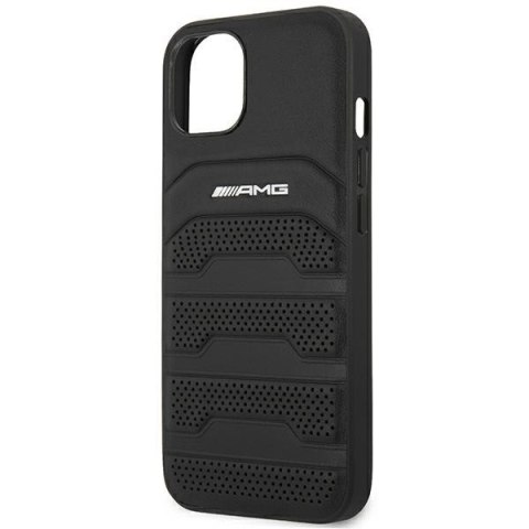 Etui na telefon iPhone 14 Plus / 15 Plus Mercedes AMG czarny skórzany