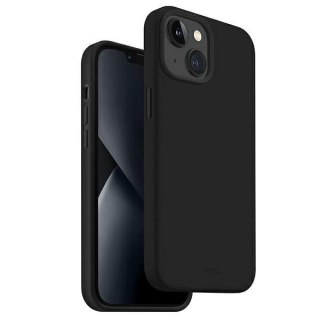 Etui na telefon iPhone 14 Plus / 15 Plus UNIQ Lino czarny - stylowe i trwałe