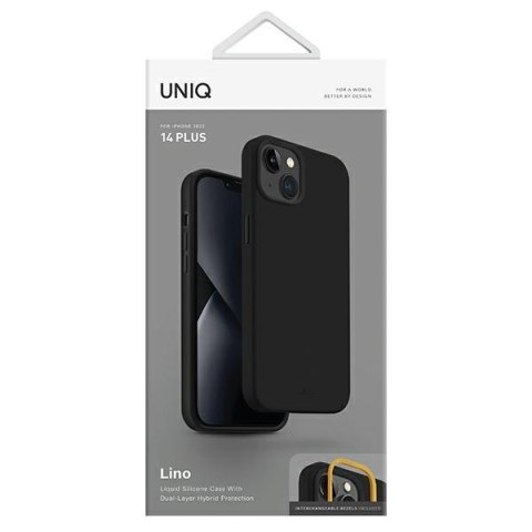 Etui na telefon iPhone 14 Plus / 15 Plus UNIQ Lino czarny - stylowe i trwałe