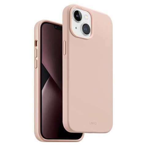 Etui na telefon iPhone 14 Plus / 15 Plus UNIQ Lino Hue różowy