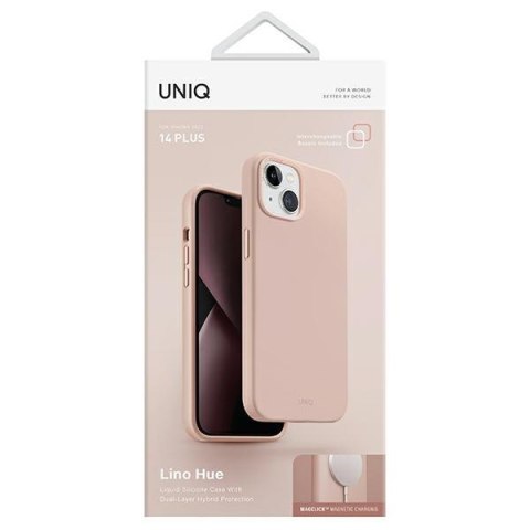 Etui na telefon iPhone 14 Plus / 15 Plus UNIQ Lino Hue różowy