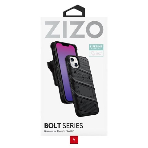 Etui iPhone 14 Plus / 15 Plus ZIZO BOLT Series czarne + szkło