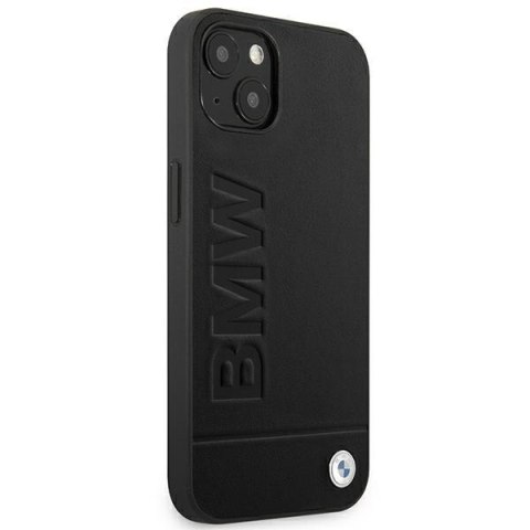 Etui iPhone 14 Plus / 15 Plus BMW czarne Leather Stamp