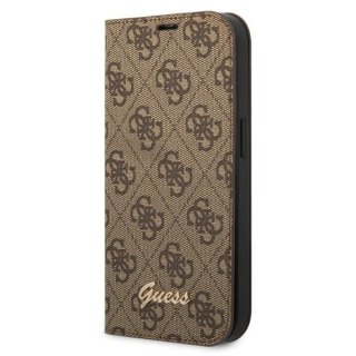 Etui na telefon iPhone 14 Plus / 15 Plus Guess brązowy book Vintage Gold