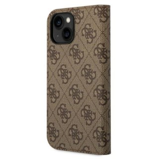 Etui na telefon iPhone 14 Plus / 15 Plus Guess brązowy book Vintage Gold