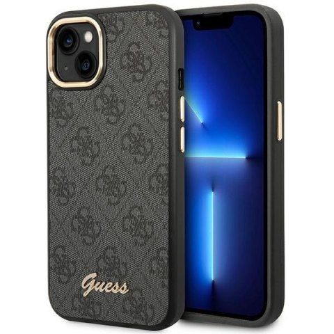 Etui iPhone 14 Plus / 15 Plus Guess czarne hardcase 4G Vintage Gold Logo