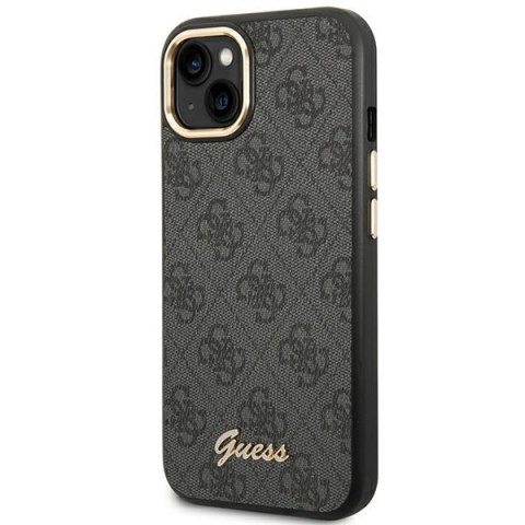 Etui iPhone 14 Plus / 15 Plus Guess czarne hardcase 4G Vintage Gold Logo